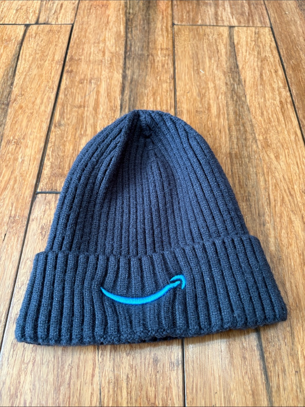 Amazon Employee Beanie Cap Skully Blue Smile